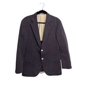 Brunello Cucinelli Blazer Mens IT50 40R Sport Coat Navy Pinstripe Elbow Patches